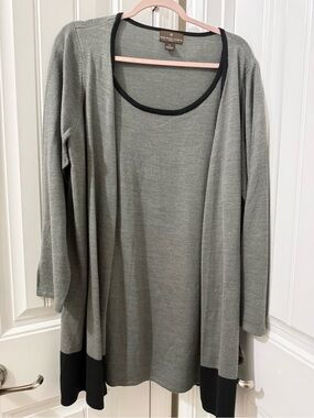 Fenn Wright Manson Gray Open Cardigan with Black Trim